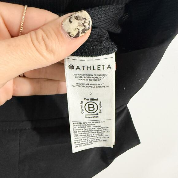 Athleta Brooklyn Ankle Pants Black Size 2 Lightweight Travel Stretch - Picture 5 of 5